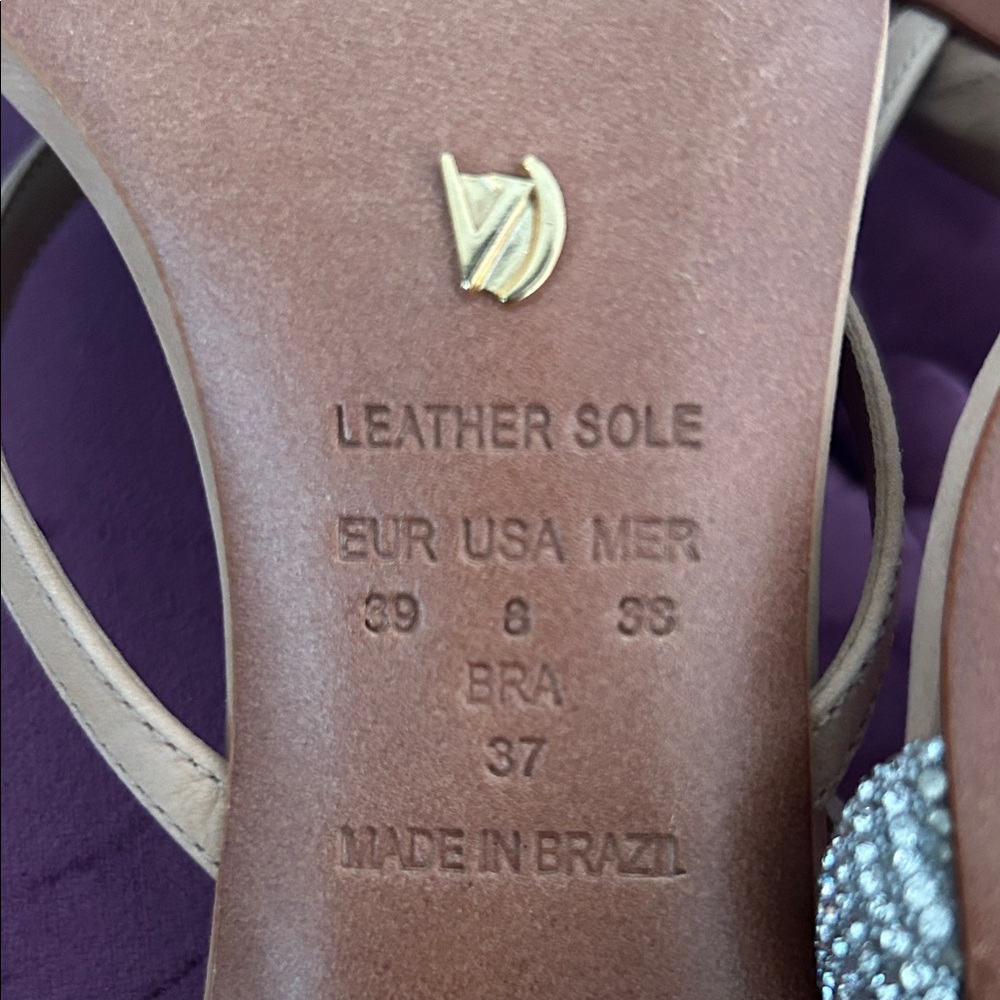 Anthropologie Leather with Rhinestones Heeled Sandals NIB - Picture 9 of 9